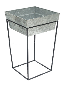 Wrought Iron Plant Stand with Galvanized Steel Planter Container